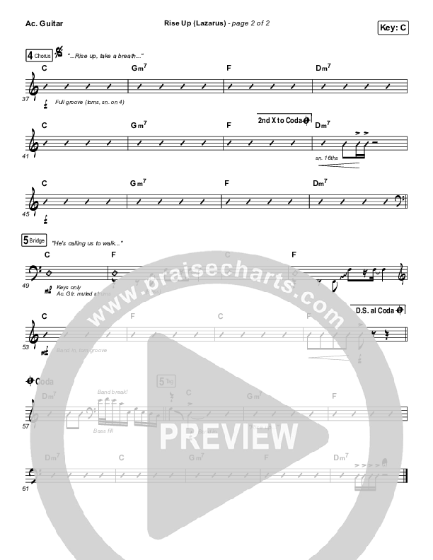 Rise Up (Lazarus) Acoustic Guitar (CAIN)