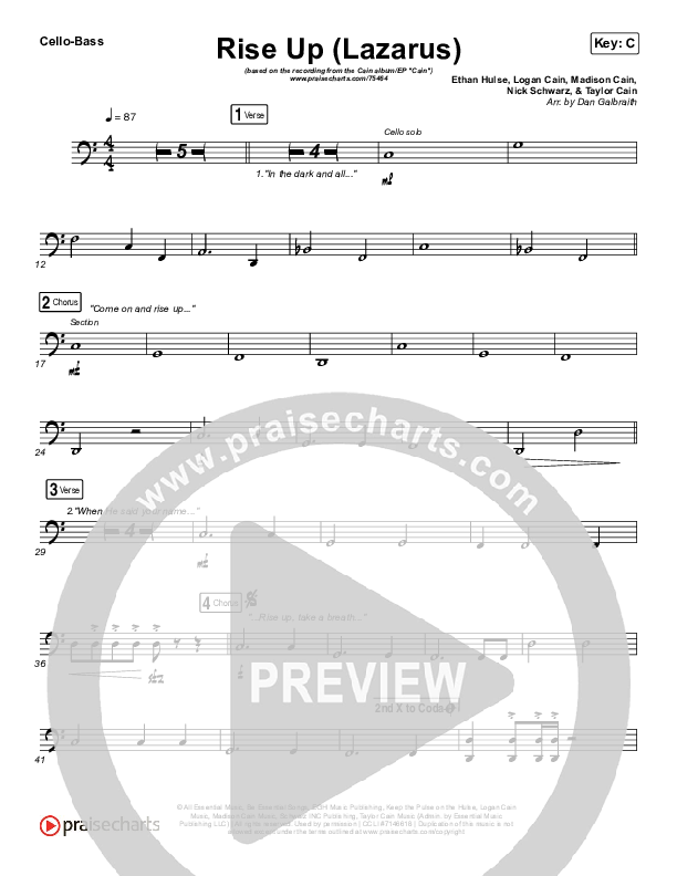 Rise Up (Lazarus) Cello/Bass (CAIN)