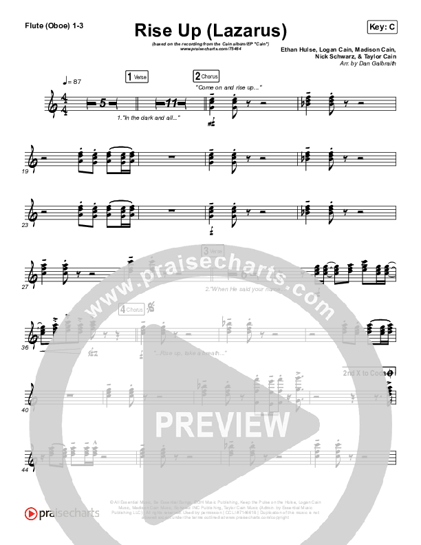 Rise Up (Lazarus) Flute/Oboe 1/2/3 (CAIN)
