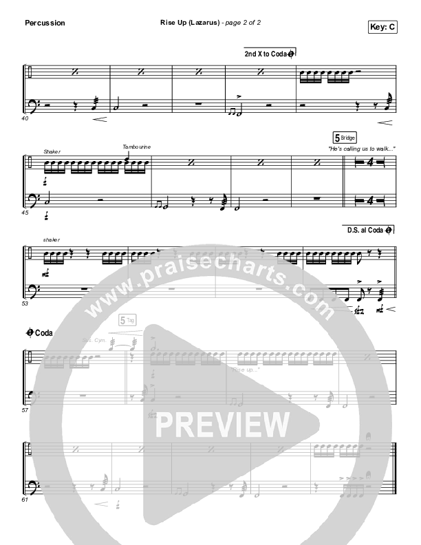 Rise Up (Lazarus) Percussion (CAIN)