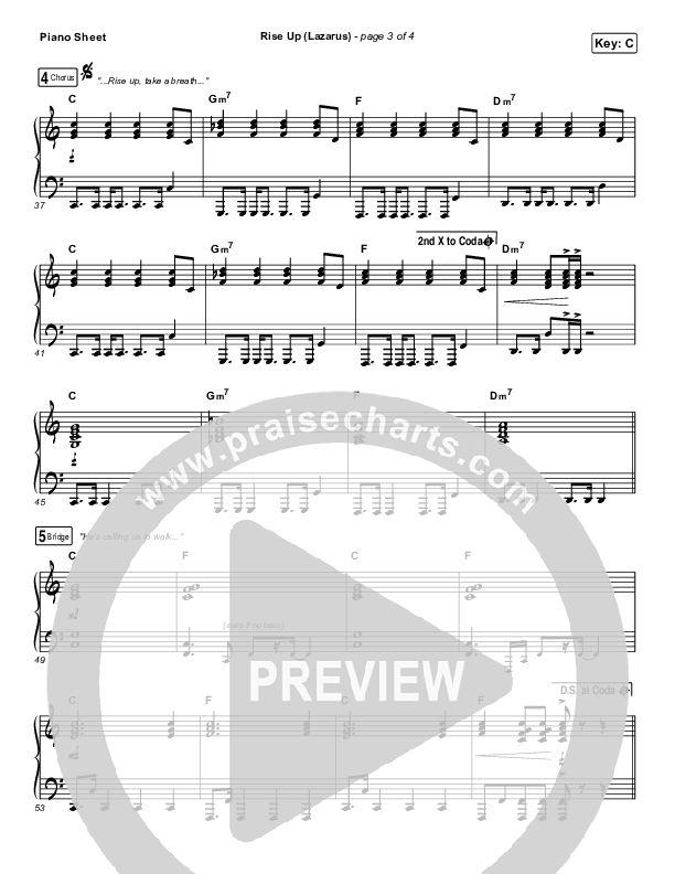 Rise Up (Lazarus) Piano Sheet (CAIN)