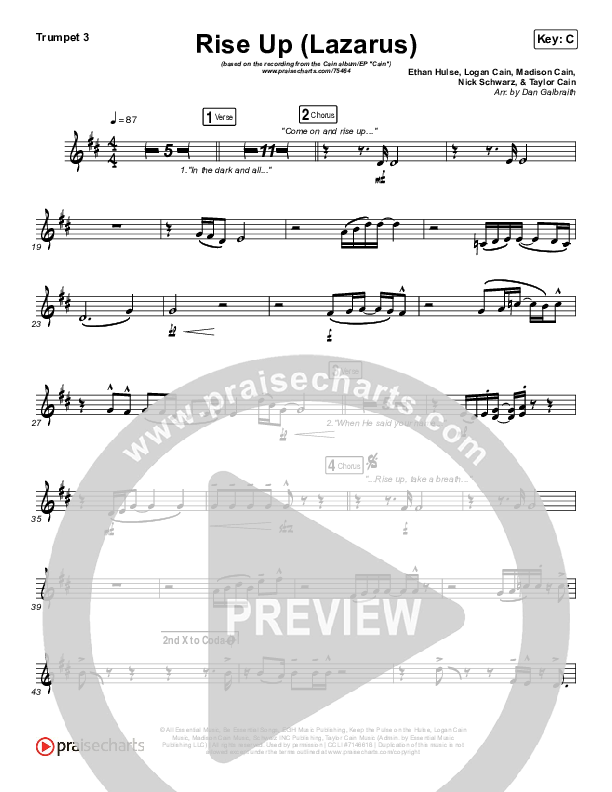 Rise Up (Lazarus) Trumpet 3 (CAIN)