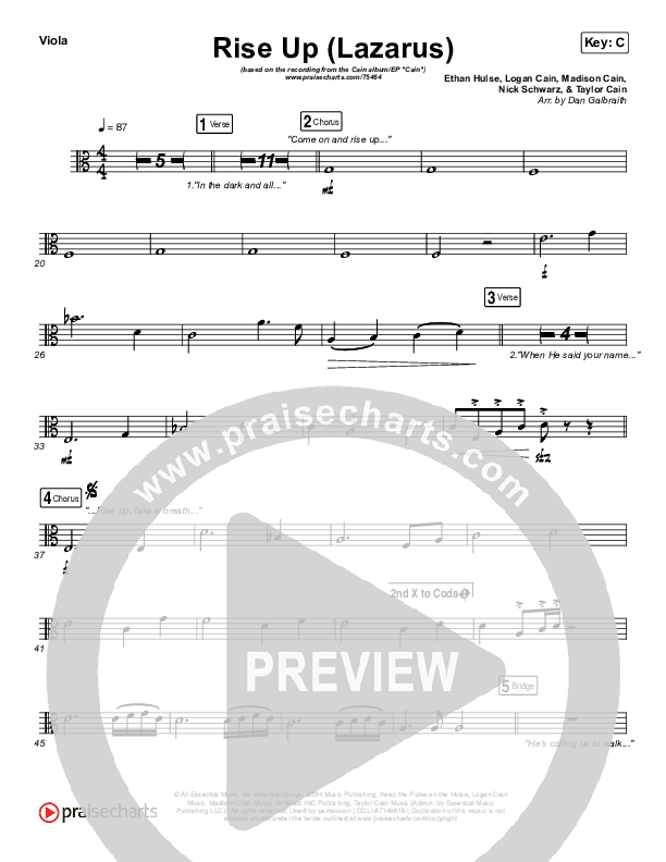 Rise Up (Lazarus) Viola (CAIN)