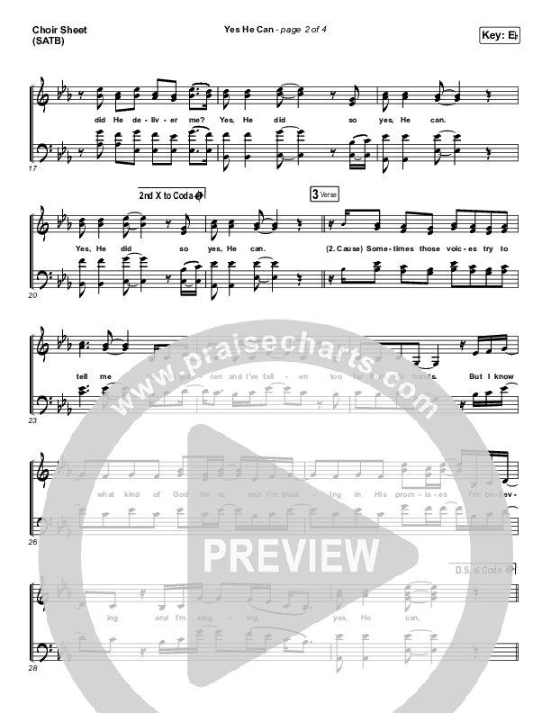 Yes He Can Choir Sheet (SATB) (CAIN)