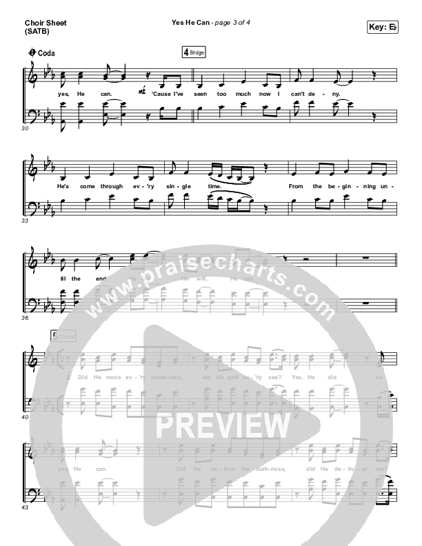 Yes He Can Choir Sheet (SATB) (CAIN)