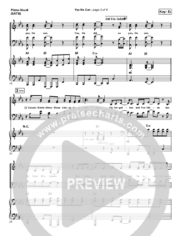 Yes He Can Piano/Vocal (SATB) (CAIN)