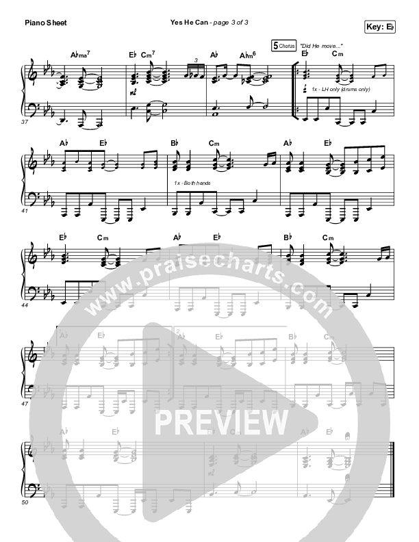 Yes He Can Piano Sheet (CAIN)