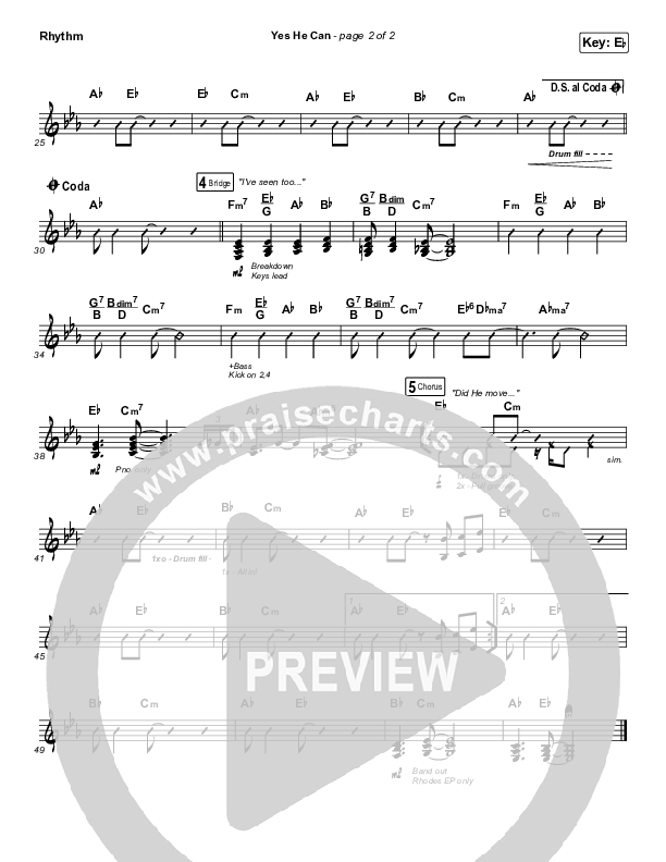 Yes He Can Rhythm Chart (CAIN)