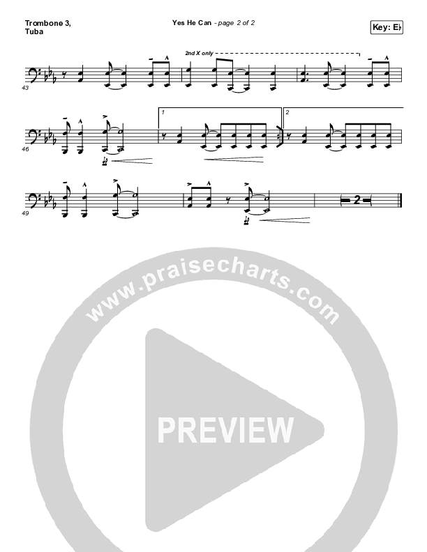 Yes He Can Trombone 3/Tuba (CAIN)