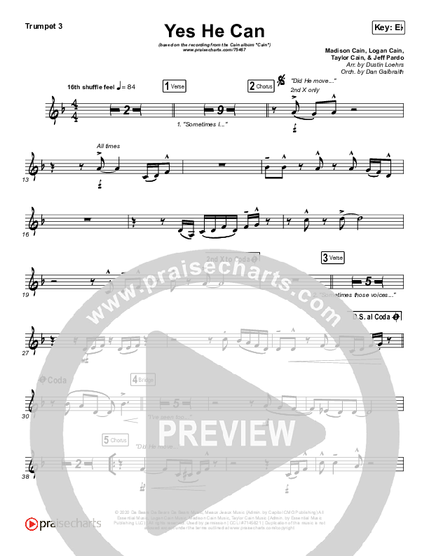 Yes He Can Trumpet 3 (CAIN)