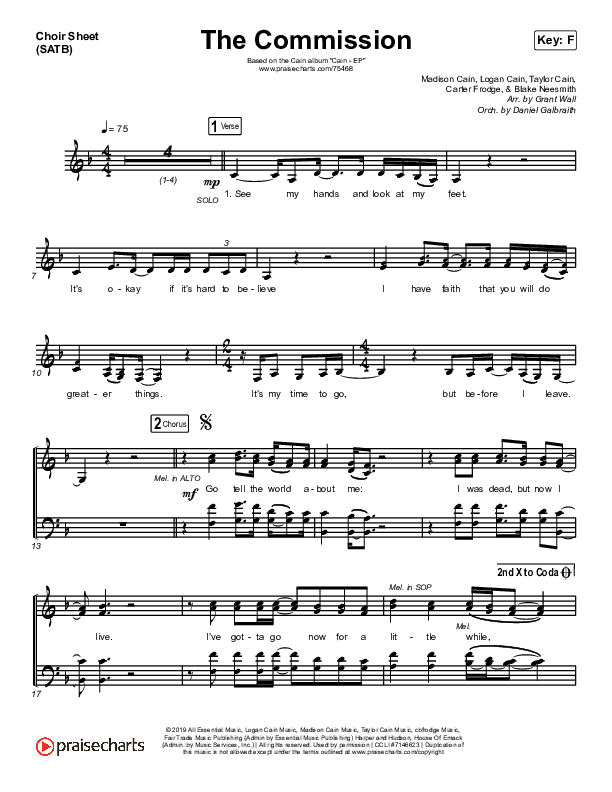 The Commission Choir Sheet (SATB) (CAIN)
