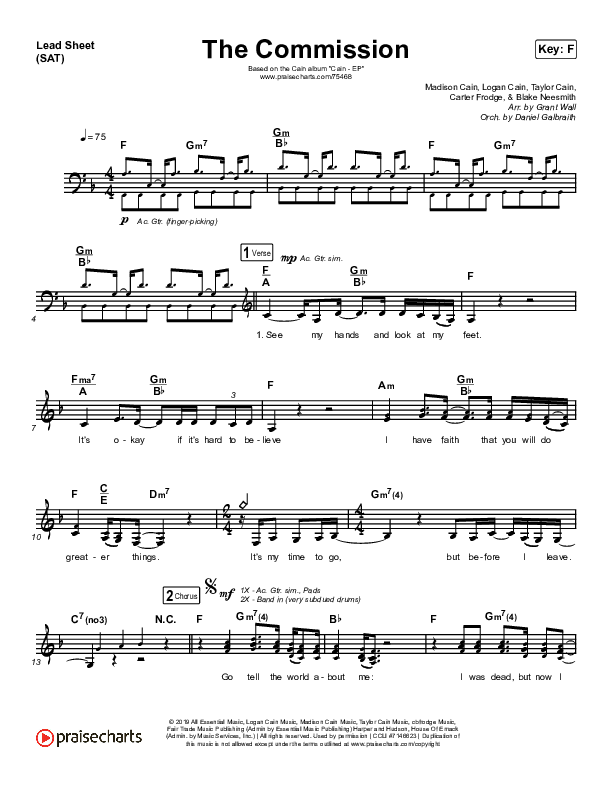 The Commission Lead Sheet (SAT) (CAIN)