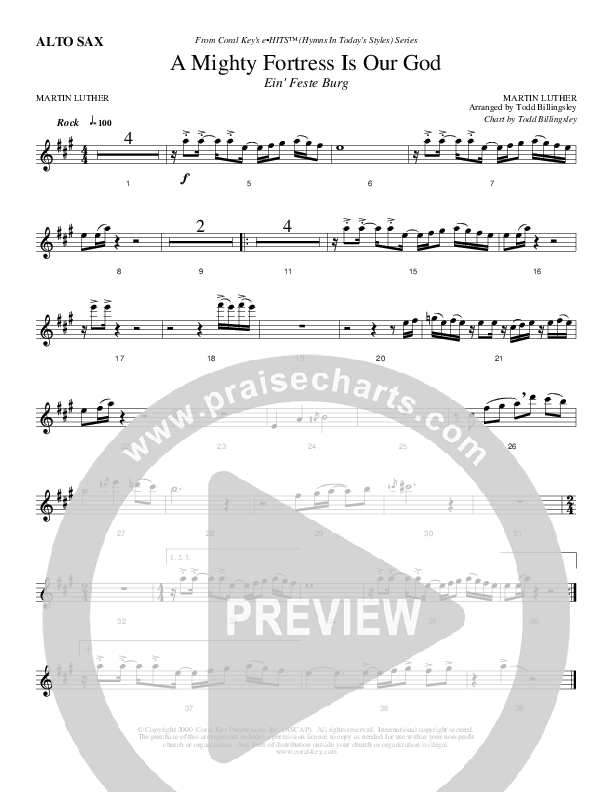 A Mighty Fortress Is Our God Alto Sax (Todd Billingsley)