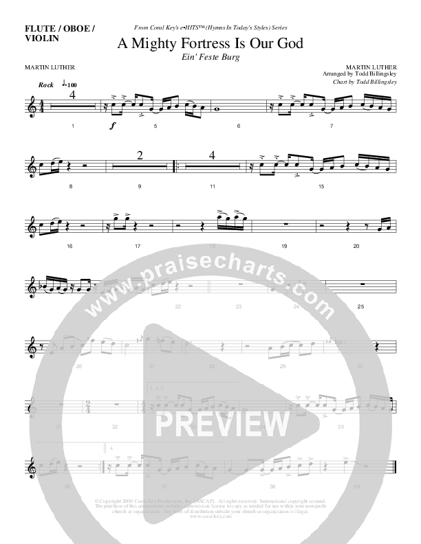 A Mighty Fortress Is Our God Flute/Oboe (Todd Billingsley)