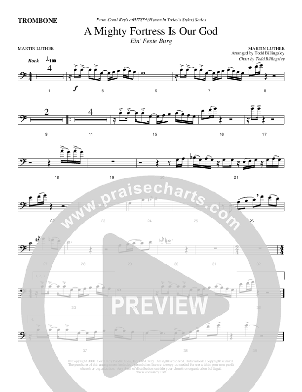 A Mighty Fortress Is Our God Trombone (Todd Billingsley)