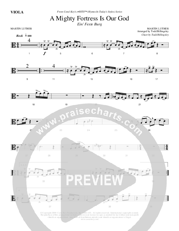 A Mighty Fortress Is Our God Viola (Todd Billingsley)