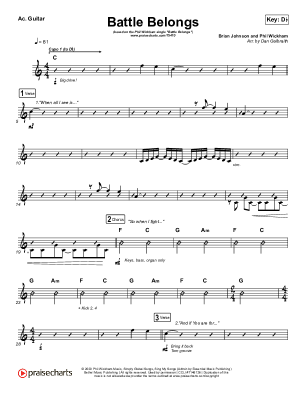 Battle Belongs Acoustic Guitar (Phil Wickham)