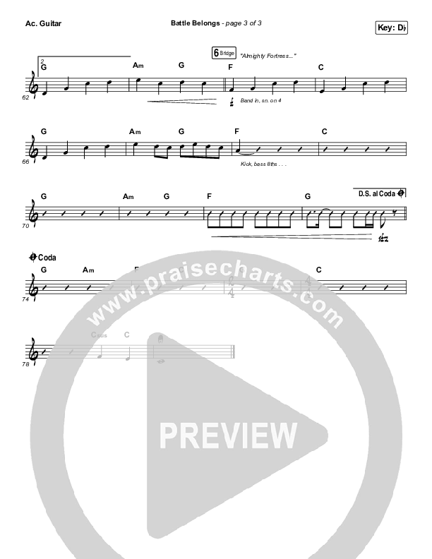 Battle Belongs Acoustic Guitar Sheet Music PDF (Phil Wickham