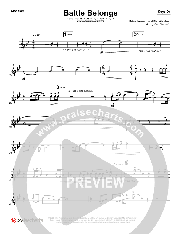 Battle Belongs Alto Sax (Phil Wickham)