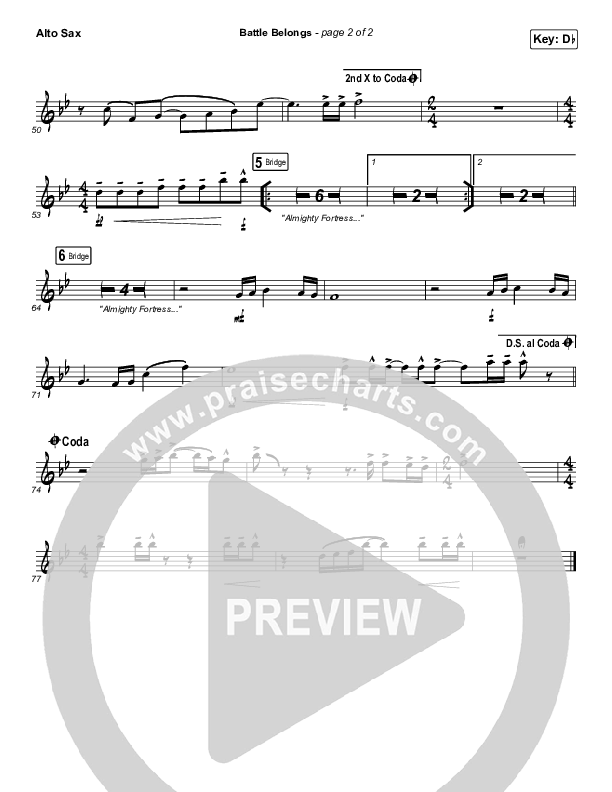 Battle Belongs Alto Sax (Phil Wickham)