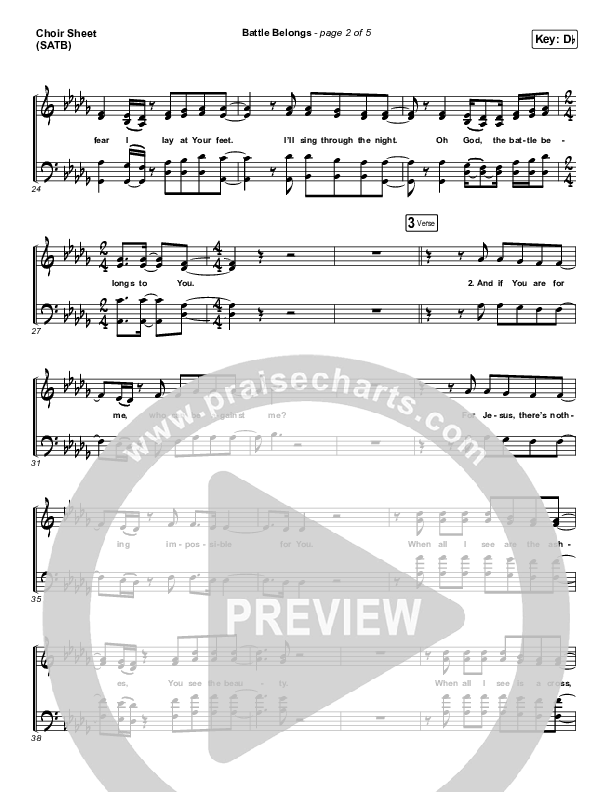 Battle Belongs Choir Sheet (SATB) (Phil Wickham)