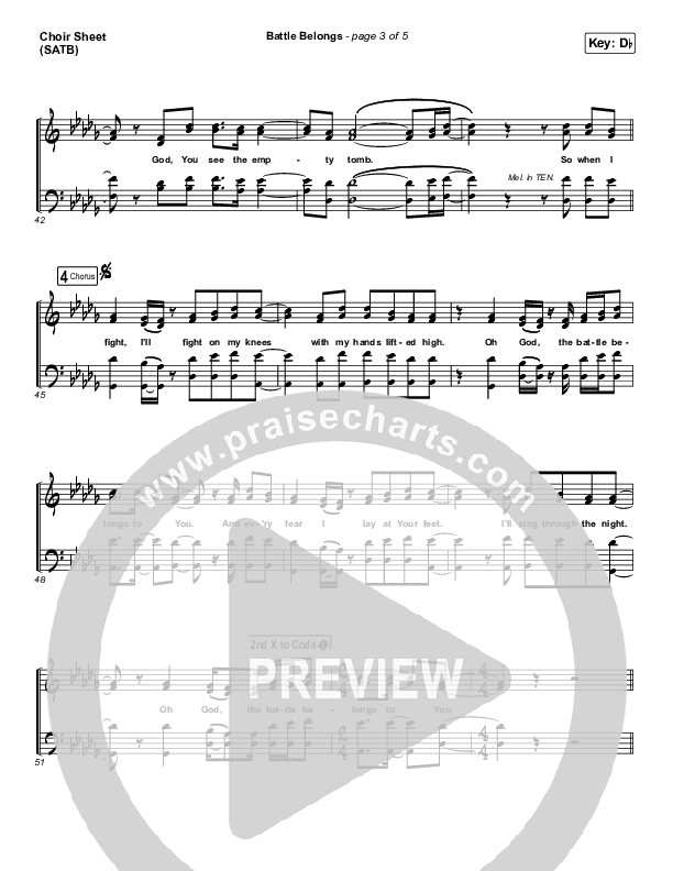 Battle Belongs Choir Sheet (SATB) (Phil Wickham)