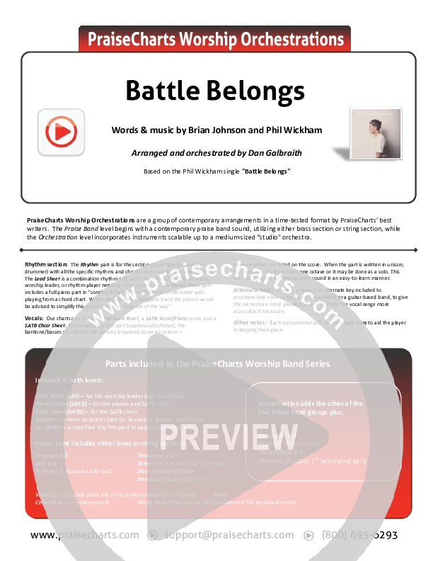 Battle Belongs Cover Sheet (Phil Wickham)
