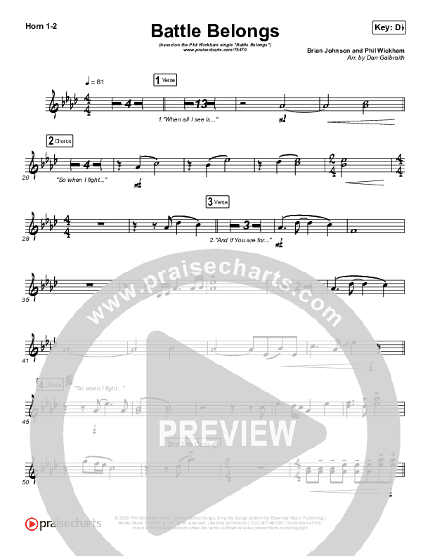 Battle Belongs French Horn 1,2 (Phil Wickham)