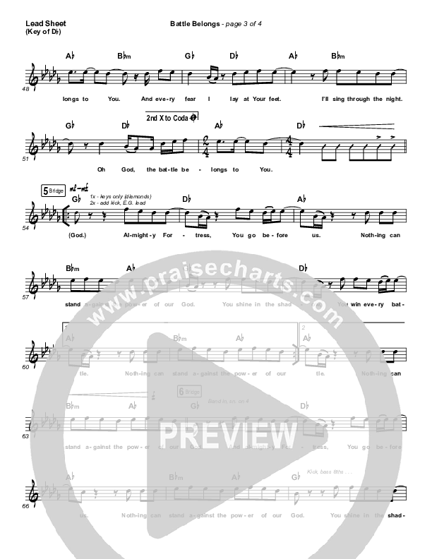 Battle Belongs Lead Sheet (Melody) (Phil Wickham)