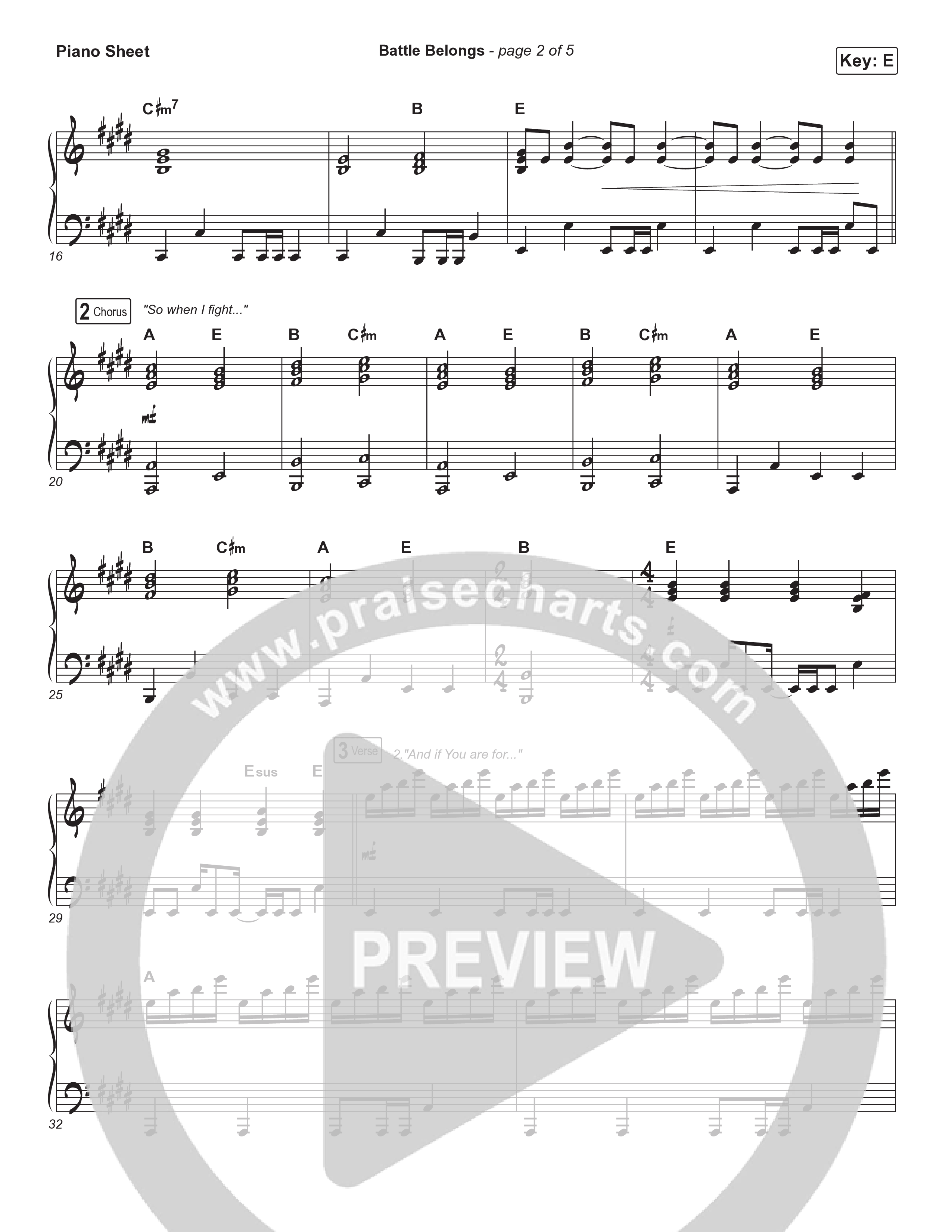 Battle Belongs Piano Sheet (Phil Wickham)