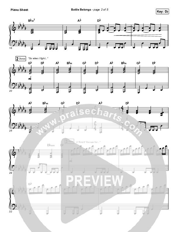 Battle Belongs Piano Sheet (Phil Wickham)