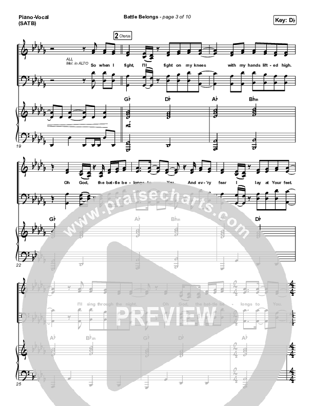 Battle Belongs Piano/Vocal (SATB) (Phil Wickham)