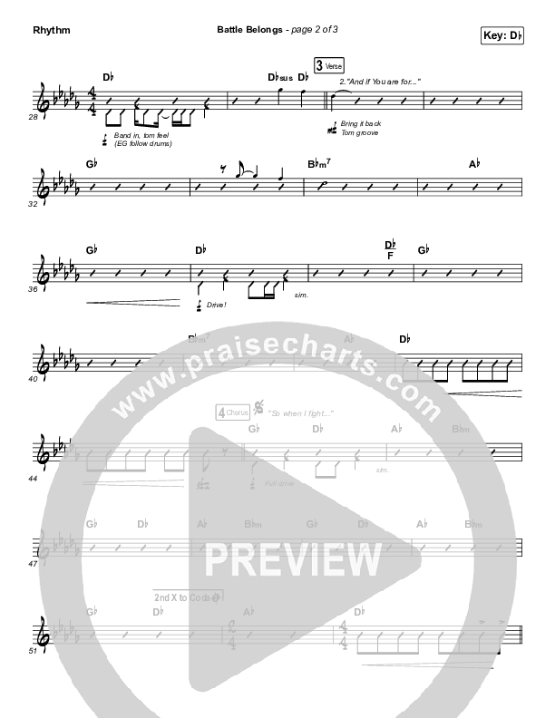 Battle Belongs Rhythm Chart (Phil Wickham)