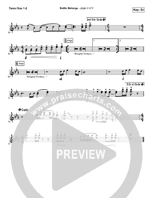 Battle Belongs Tenor Sax 1,2 (Phil Wickham)