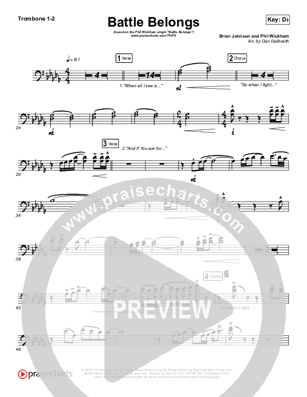 Battle Belongs Trombone 1,2 (Phil Wickham)