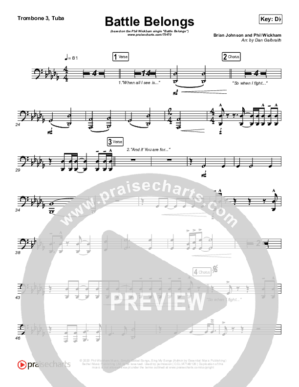 Battle Belongs Trombone 3/Tuba (Phil Wickham)