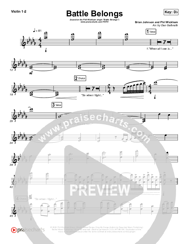 Battle Belongs Violin 1,2 (Phil Wickham)