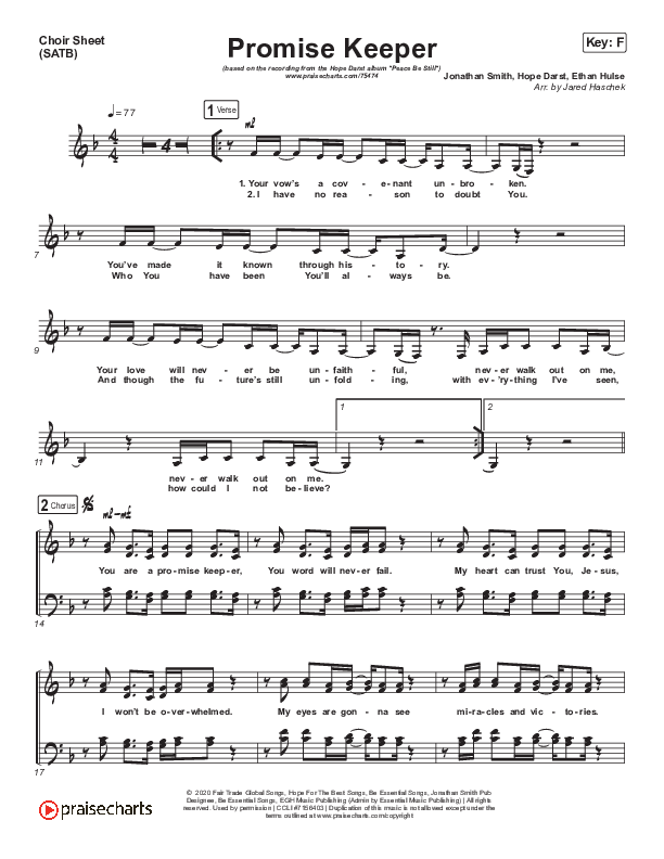 Promise Keeper Choir Sheet (SATB) (Hope Darst)