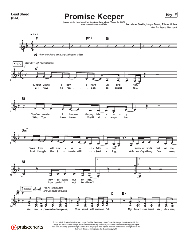 Promise Keeper Lead Sheet (SAT) (Hope Darst)