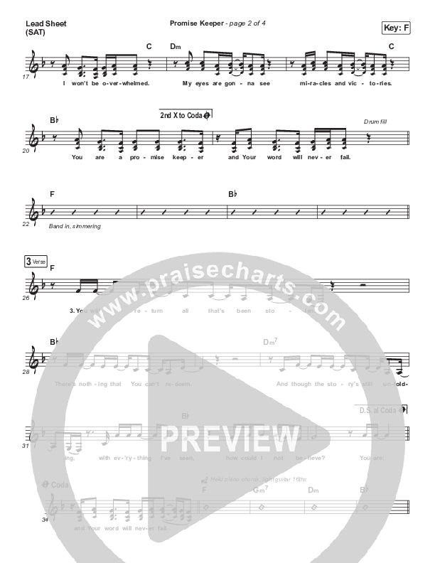Promise Keeper Lead Sheet (SAT) (Hope Darst)