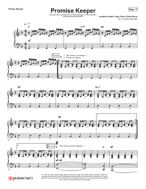 Promise Keeper Piano Sheet (Hope Darst)