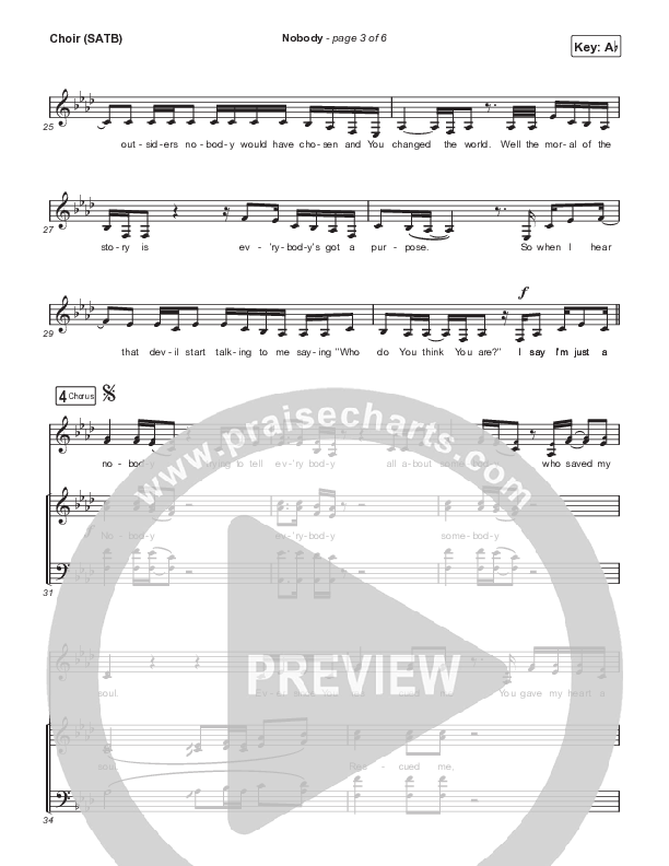 Nobody (Live) Choir Sheet (SATB) (Print Only) (Casting Crowns / Elevation Worship)