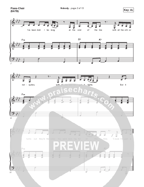 Nobody (Live) Piano/Choir (SATB) (Casting Crowns / Elevation Worship)