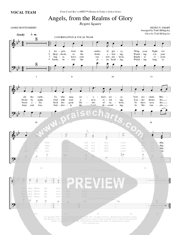 Angels From The Realms Of Glory Choir Sheet (Todd Billingsley)