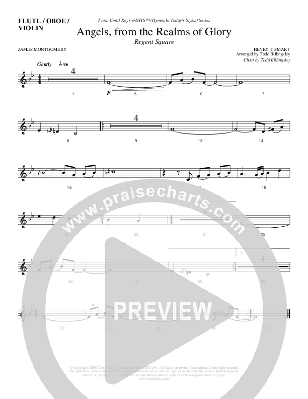 Angels From The Realms Of Glory Flute/Oboe (Todd Billingsley)