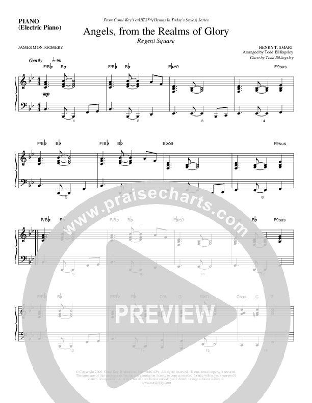 Angels From The Realms Of Glory Piano Sheet (Todd Billingsley)