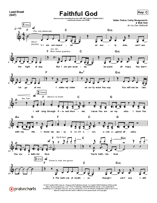 Faithful God Lead Sheet (SAT) (I Am They)