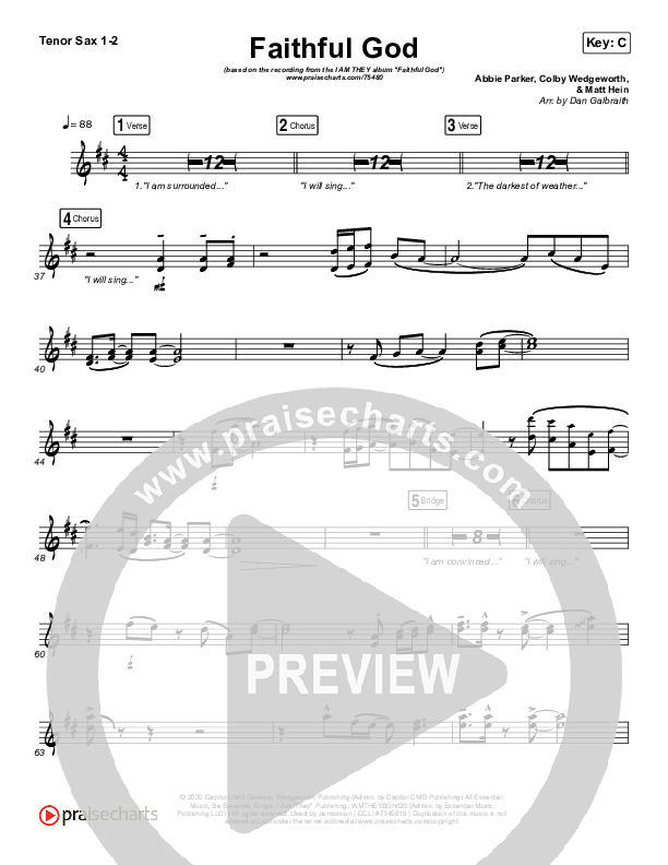 Faithful God Tenor Sax 1/2 (I Am They)