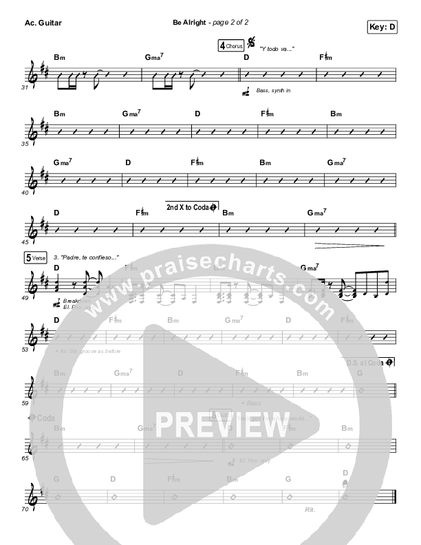 Be Alright Acoustic Guitar (Evan Craft / Danny Gokey)