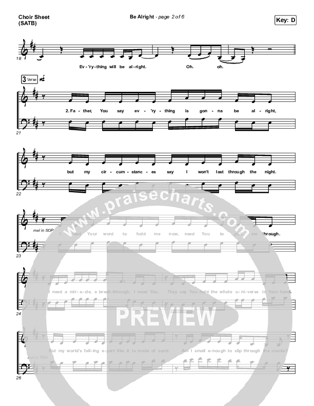 Be Alright Choir Vocals (SATB) (Evan Craft / Danny Gokey)